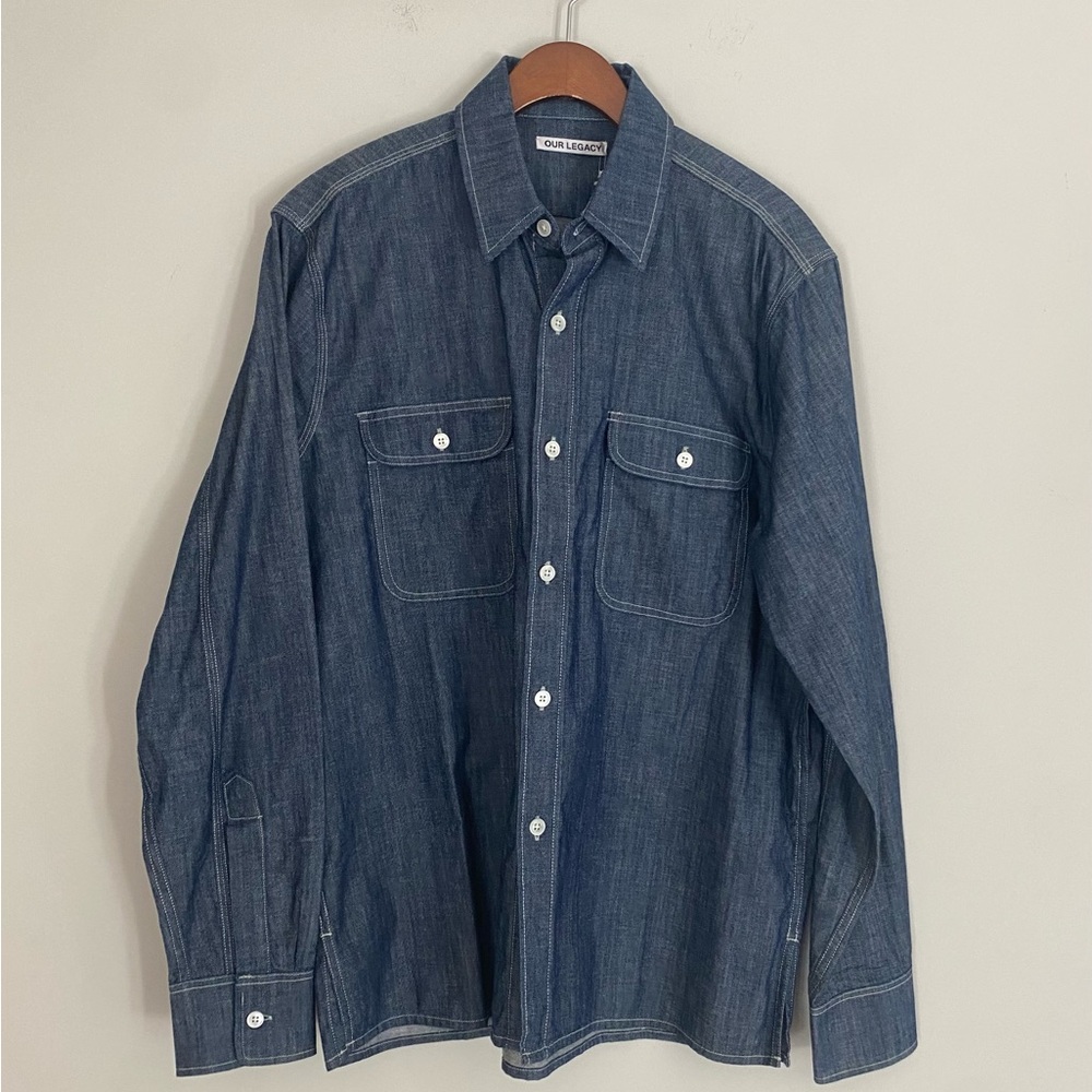 NWT mens Our Legacy chambray button down shirt size M